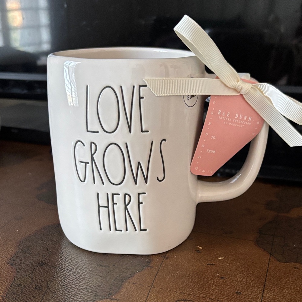 Rae Dunn Cream Mug - Love Grows Here